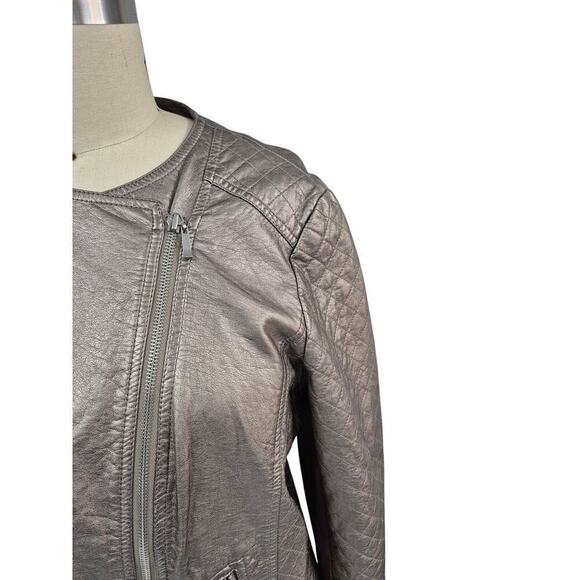 Chico's Metalic Gold/ Bronze Biker Jacket Sz 2 - Picture 2 of 7